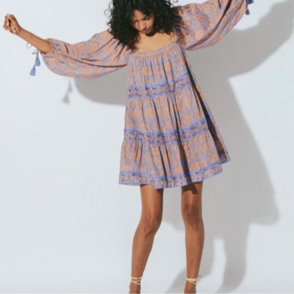 Cleobella Hattie Mini Dress Vine Block Print Boho Organic Cotton S - Picture 15 of 15